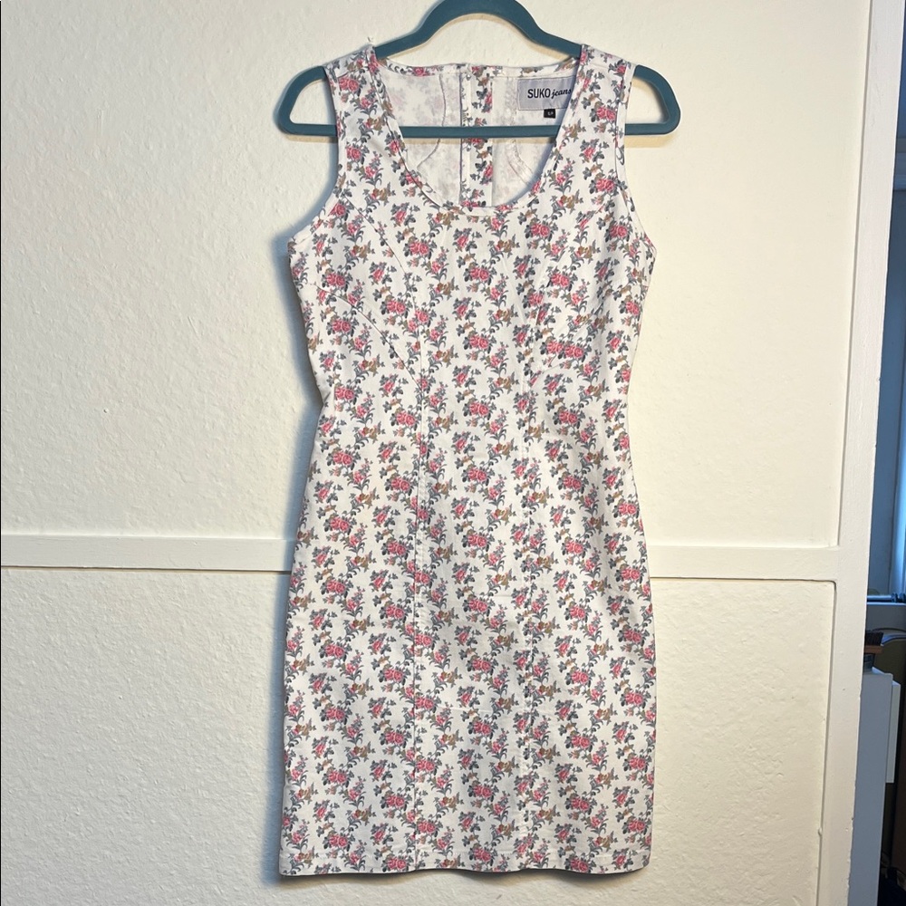 Denim Floral Sleeveless Dress